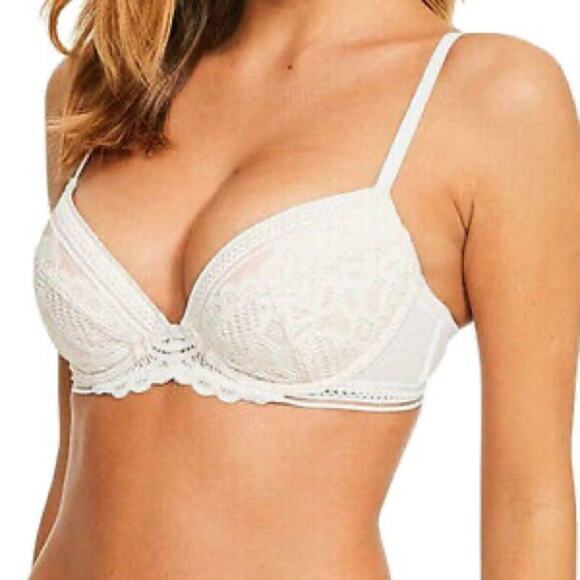 Figleaves Harper Lace Plunge Bra in White NWT - Picture 1 of 6